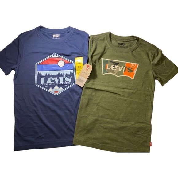 Levi's Boys T-Shirts 2-Pack Youth Set Navy & Hunter Green Medium (10/12) New - Picture 2 of 6